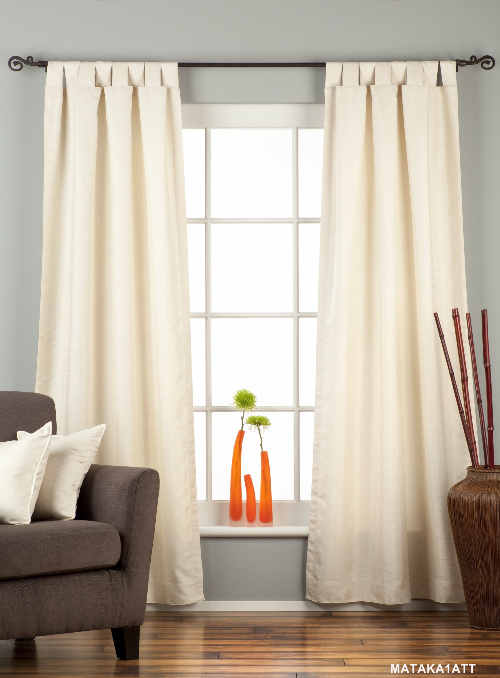 Indian Selections Cream Tab Top Matka Raw Silk Curtain / Drape / Panel - Piece Indian Selections Cream Tab Top Matka Raw Silk Curtain / Drape / Panel - Piece