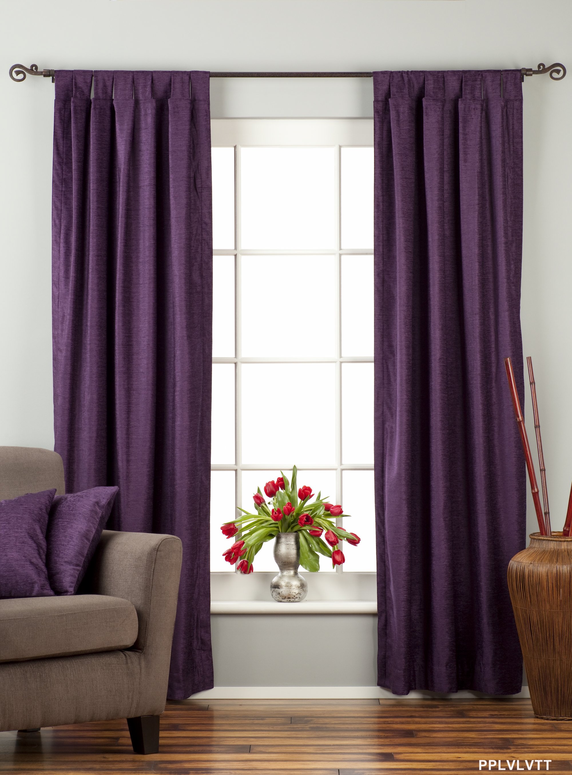 Indian Selections Purple Tab Top Velvet Curtain / Drape / Panel - Piece Indian Selections Purple Tab Top Velvet Curtain / Drape / Panel - Piece