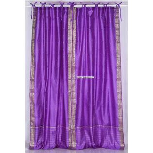 Indian Selections Lavender Tie Top Sheer Sari Curtain / Drape / Panel - Piece Indian Selections Lavender Tie Top Sheer Sari Curtain / Drape / Panel - Piece