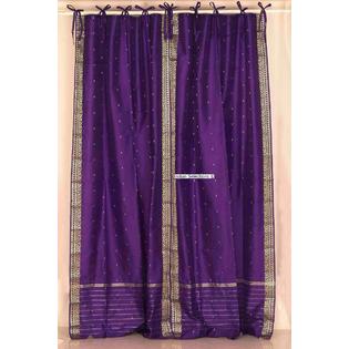 Indian Selections Purple Tie Top Sheer Sari Curtain / Drape / Panel - Piece Indian Selections Purple Tie Top Sheer Sari Curtain / Drape / Panel - Piece