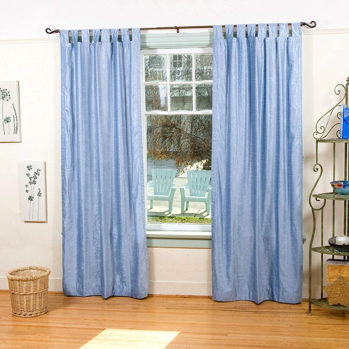 Indian Selections Light Blue Tab Top Velvet Curtain / Drape / Panel - Piece Indian Selections Light Blue Tab Top Velvet Curtain / Drape / Panel - Piece