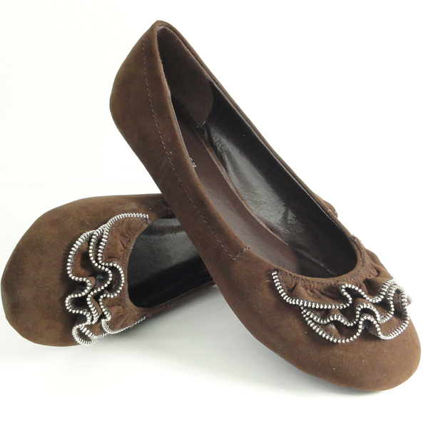 Women's Slip On Suede Ballet Flats Brown