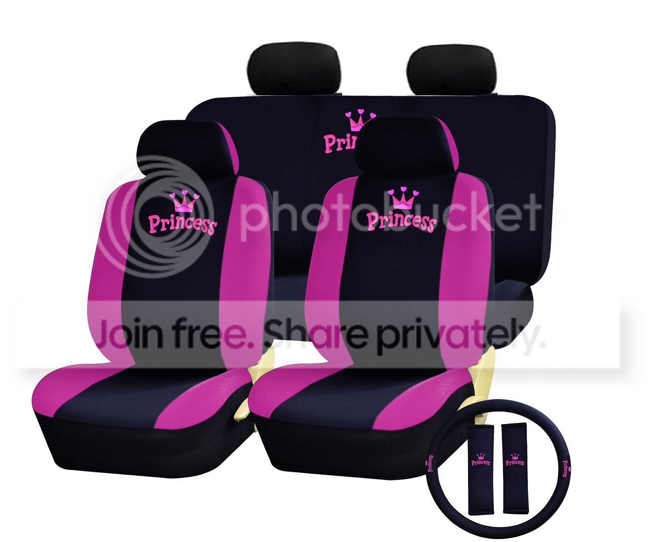 PRINCESS 13PC LOW BACK SEAT COVERS COMBO AND BENCH WITH HEADRESTS
