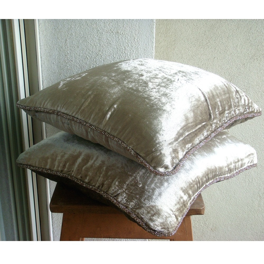 The HomeCentric Pearl Shimmer - 22x22 Inches Throw Pillow Covers - Velvet Pillow Cover with Handmade Beaded Border at Sears.com