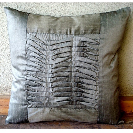 The HomeCentric Vintage Wave - 14x14 Inches Throw Pillow Covers - Silk Pillow Cover with Pintucks at Sears.com