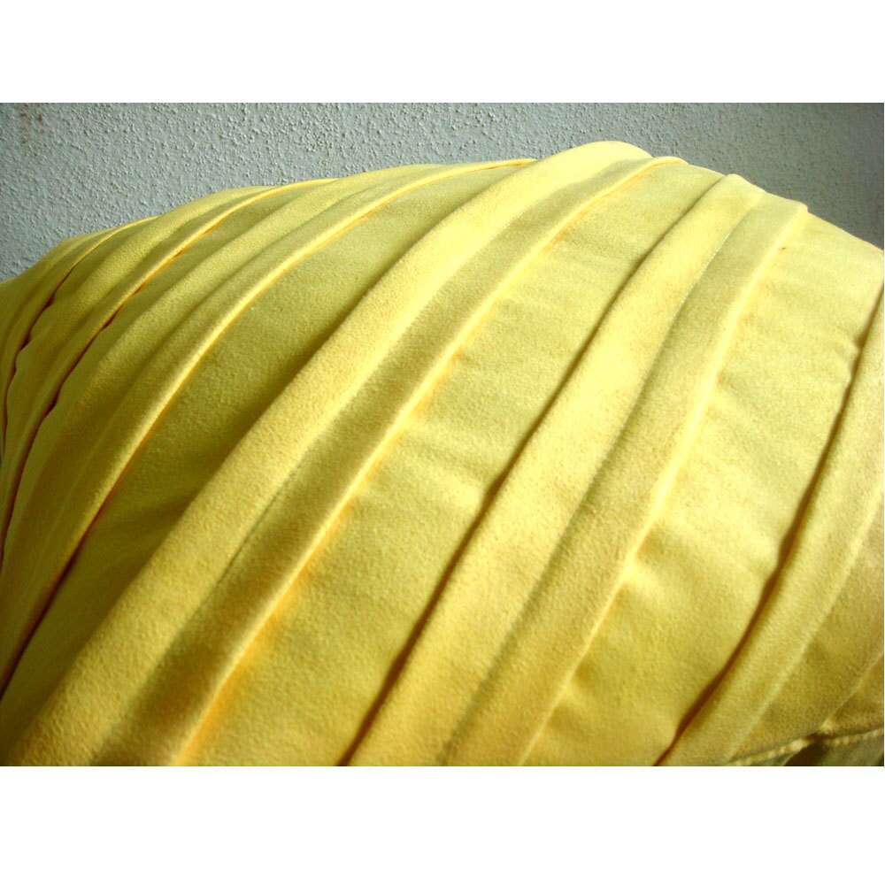 Yellow Throw Pillow Covers, Faux Suede 16"x16" Textured Pintucks Solid Color Pillow Covers - Contemporary Yellow
