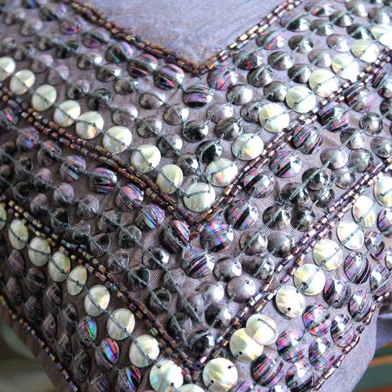 Purple Pillows Cover, Art Silk 22"x22" 3D Antique Sequins Bordered Pillows Cover - Purple Glamor