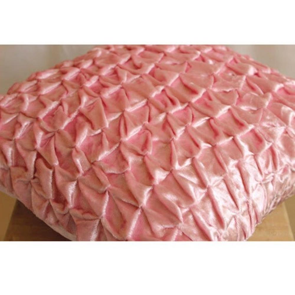 Pink Pillow Cases, Velvet 22"x22" Knotted Pintucks Pillows Cover - Soft Pink Snow