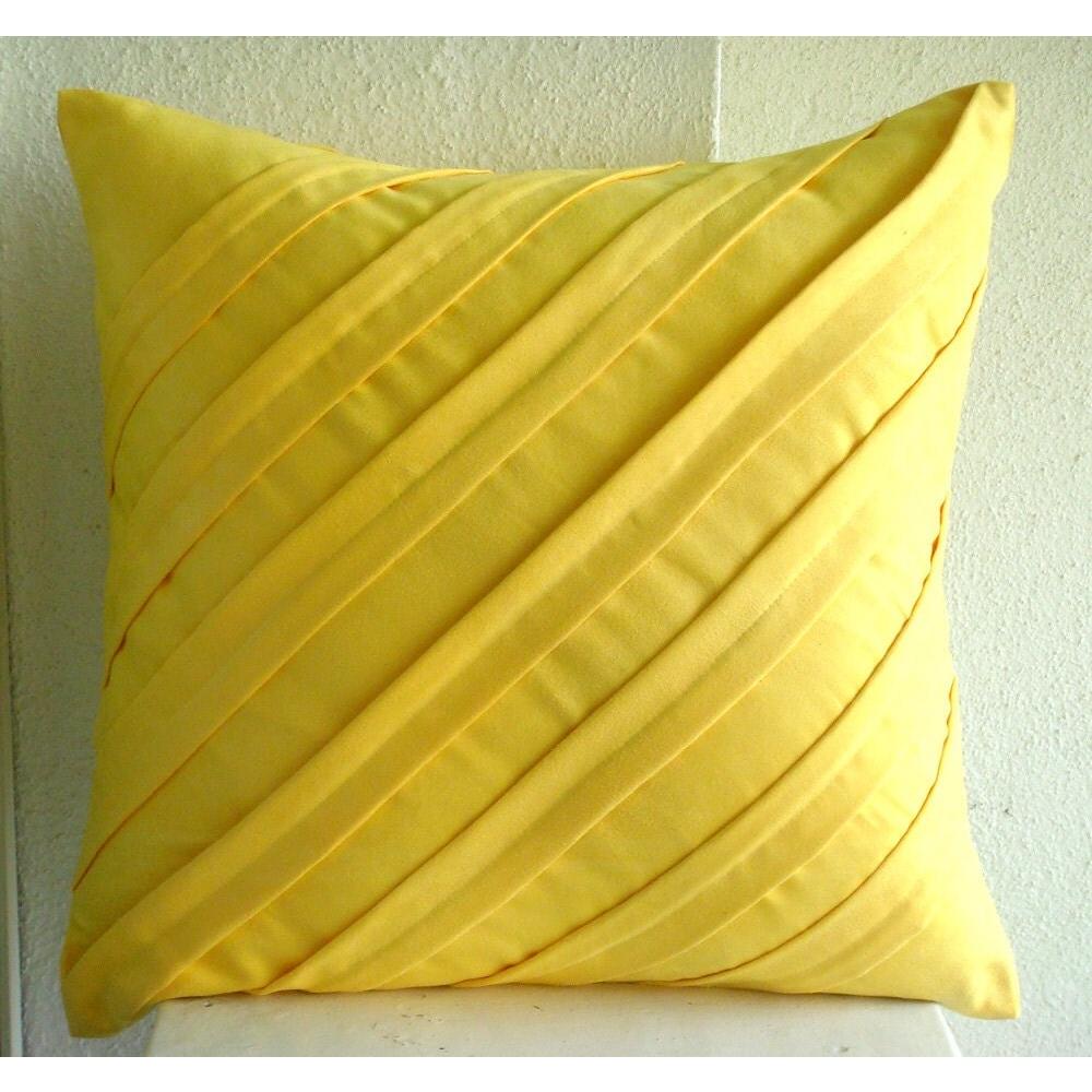 Yellow Throw Pillow Covers, Faux Suede 22"x22" Textured Pintucks Solid Color Pillow Covers - Contemporary Yellow