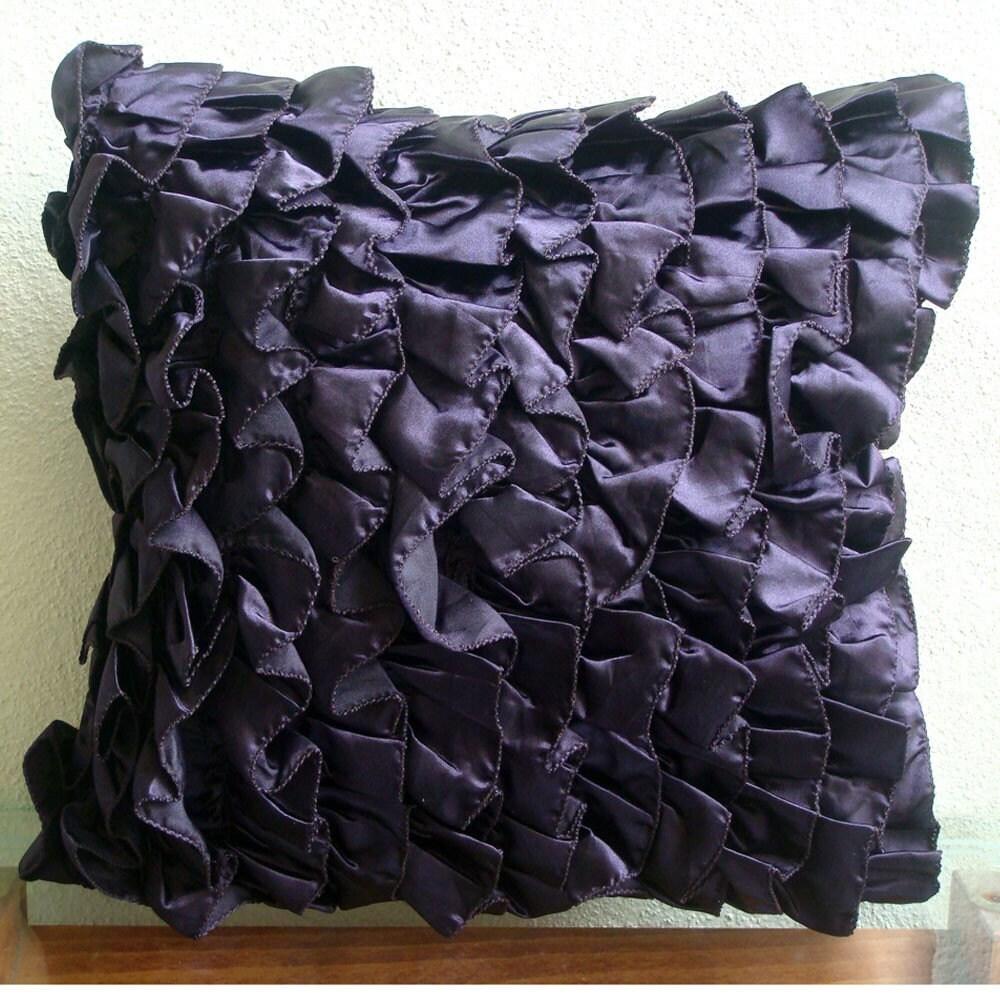 Violet Euro Sham, Satin 26"x26" Vinage Style Ruffles Shabby Chic Euro Pillow Shams - Vintage Violet