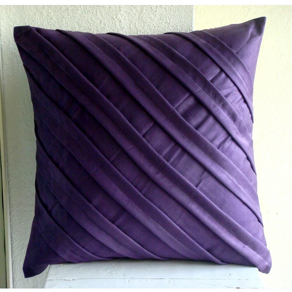 Purple Euro Shams, Faux Suede 26"x26" Textured Pintucks Solid Color Euro Pillow Shams - Contemporary Purple