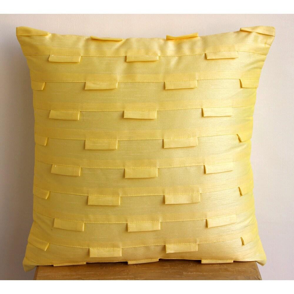 Yellow Euro Pillow Shams, Art Silk 26"x26" Textured Pintucks Euro Pillow Shams - Yellow Ocean