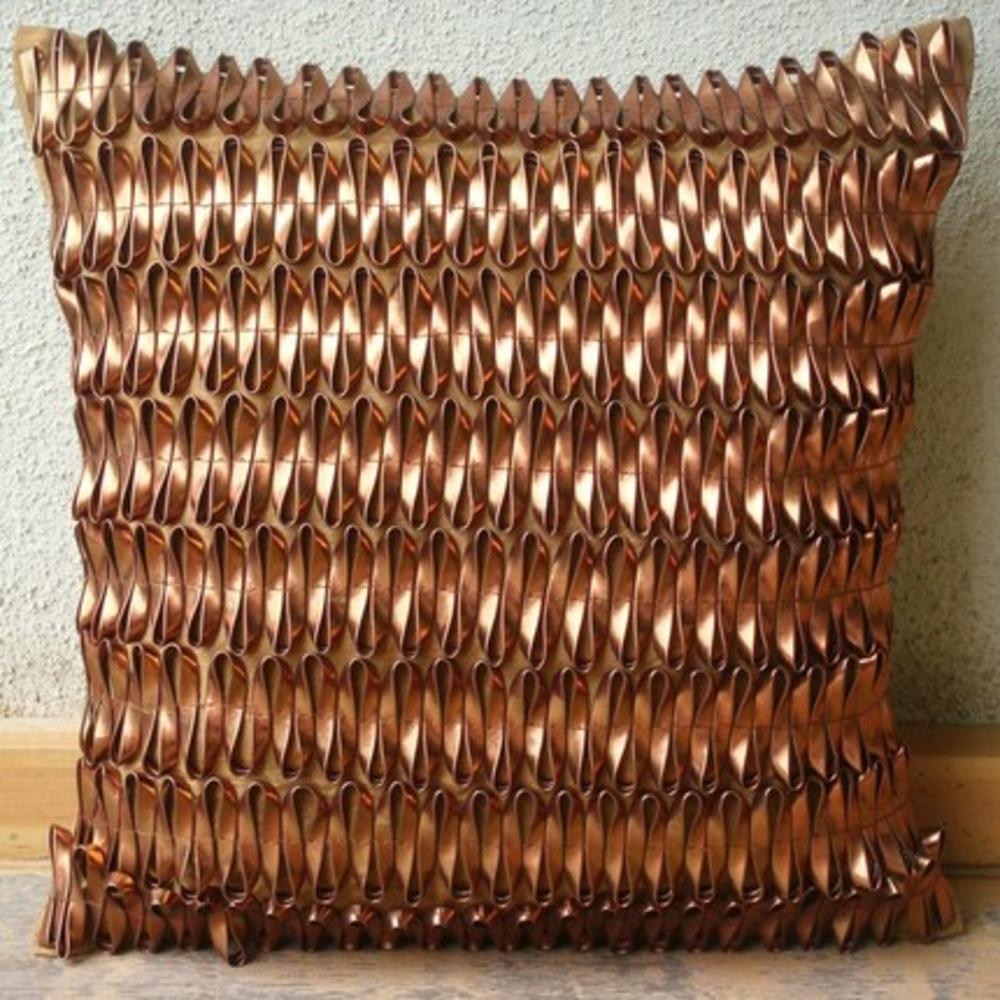 Metallic Rust Pillows Cover, Faux Leather 14"x14" 3D Metallic Pillowcases - Rustic Rust