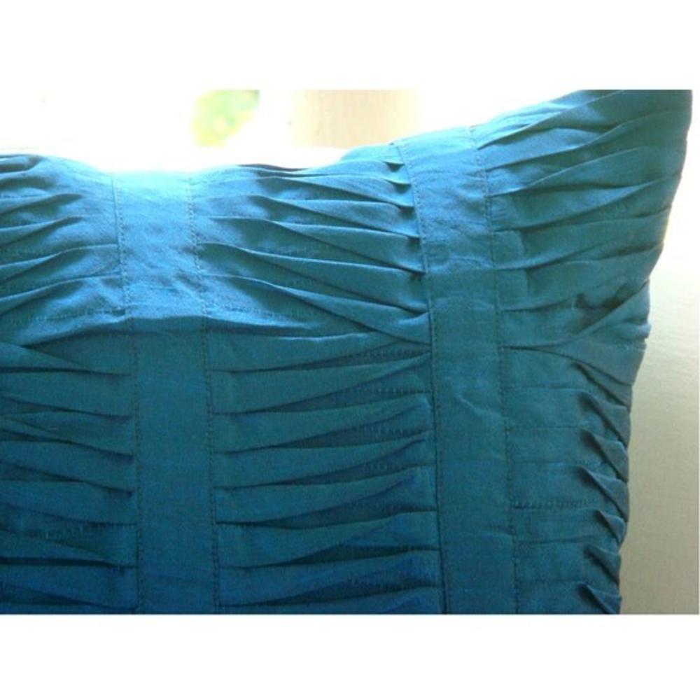 Blue Cushion Covers, Art Silk 18"x18" Textured Pintucks Pillow Cases - Royal Blue Crest