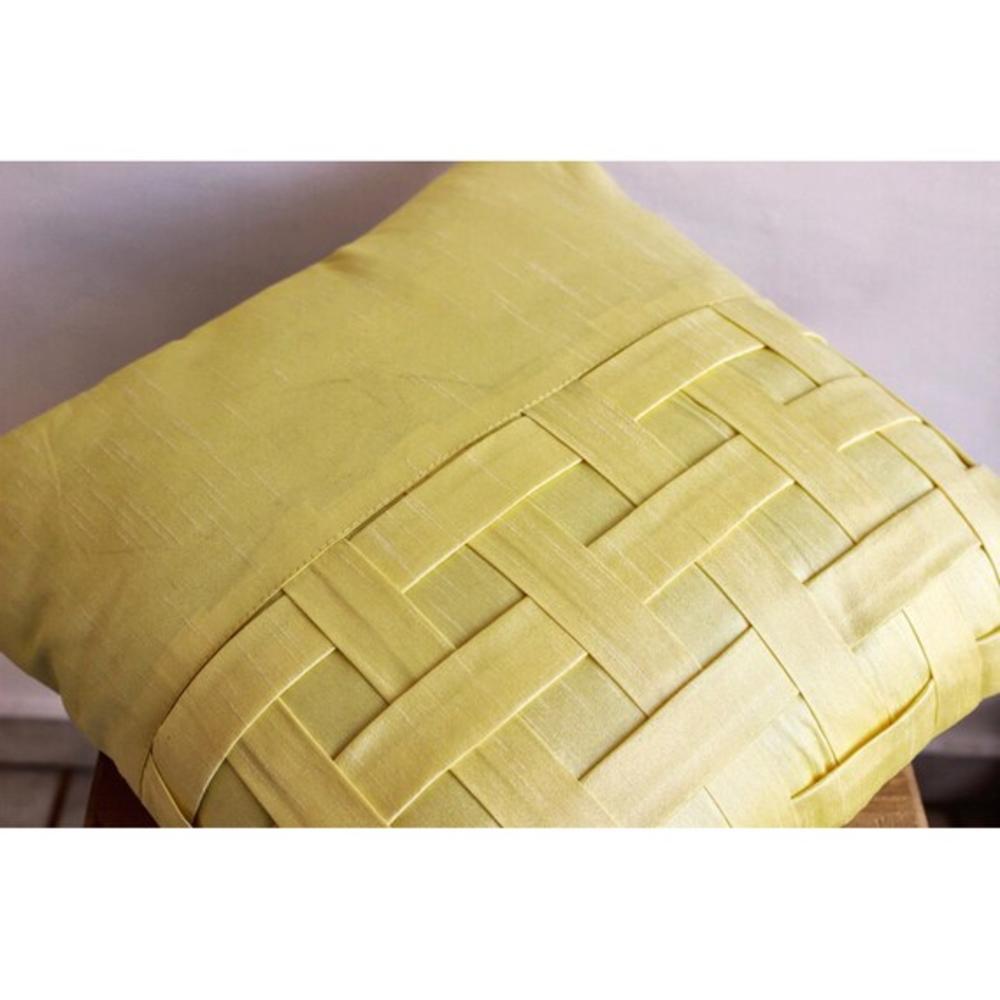 Yellow Pillow Cases, Art Silk 18"x18" Textured Pintucks Pillows Cover - Yellow Brick Road