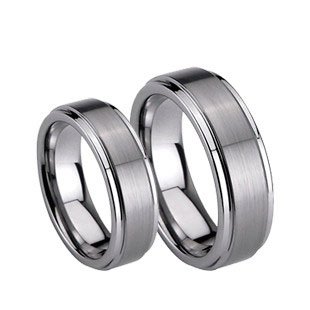 Tribaljewelry (2) Ring Set 8mm His & 6mm Hers Matte / StepEdge Tungsten Carbide Engagement Wedding Bands (Sizes 5-15 Including Half Sizes) at Sears.com