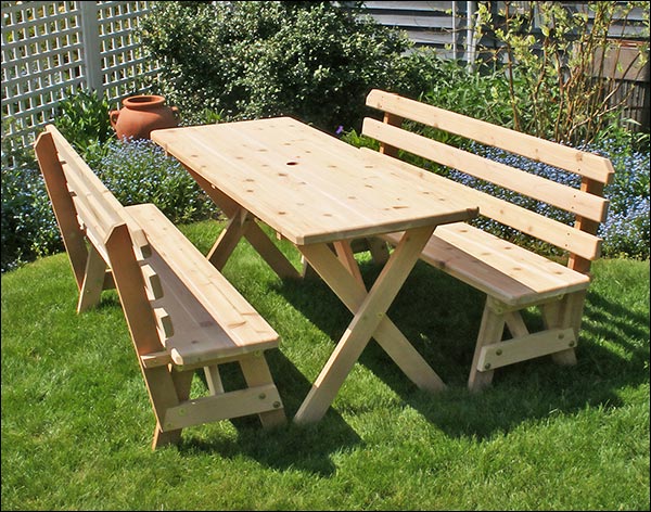 Fifthroom Red Cedar 32'' Wide 10' Cross Legged Picnic Table with (4) 5' ...