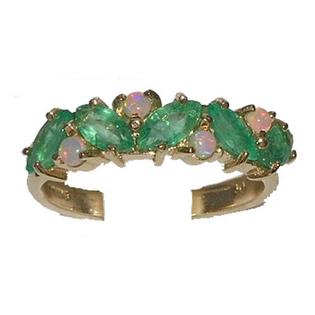 LetsBuyGold 9K Yellow Gold Ladies Emerald & Colorful Fiery Opal Anniversary Eternity Ring LetsBuyGold 9K Yellow Gold Ladies Emerald & Colorful Fiery Opal Anniversary Eternity Ring