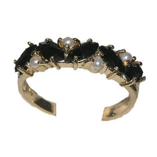LetsBuyGold 9K Yellow Gold Ladies Sapphire & Pearl Anniversary Eternity Ring LetsBuyGold 9K Yellow Gold Ladies Sapphire & Pearl Anniversary Eternity Ring