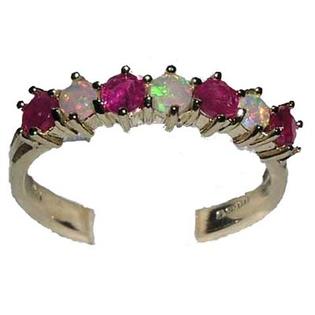 LetsBuyGold 9K Yellow Gold Ladies Colorful Fiery Opal & Ruby Anniversary Eternity Ring LetsBuyGold 9K Yellow Gold Ladies Colorful Fiery Opal & Ruby Anniversary Eternity Ring