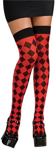 Rubie's Costume Co Black & Red Harlequin Checkered Thigh High Stockings Rubie's Costume Co Black & Red Harlequin Checkered Thigh High Stockings