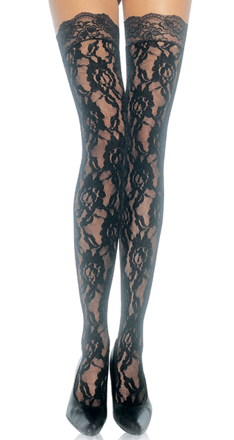 Leg Avenue Black Rose Lace Thigh Highs High 80s Costume Stockings at Sears.com