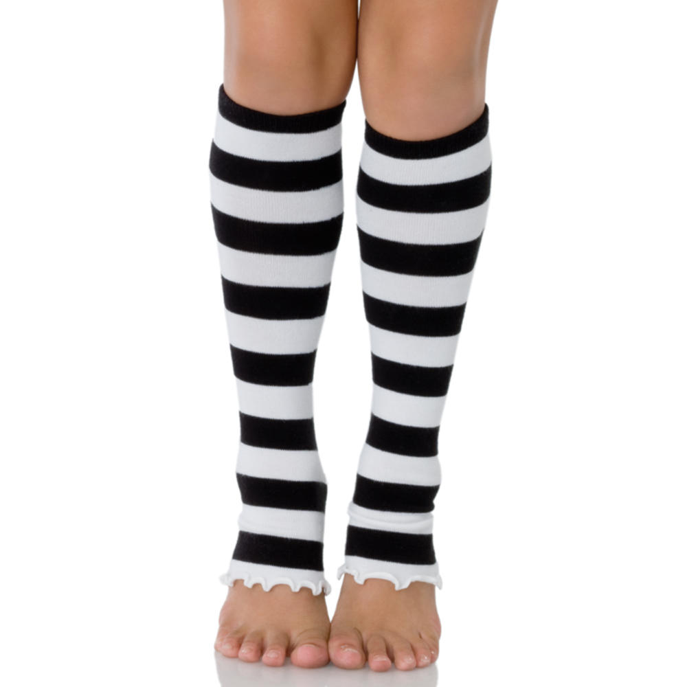 Kids Black White Stripe Legwarmers Girls Leg Warmers