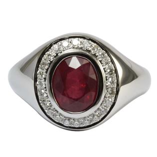 THE TANZANITE SHOP 14K Glass-filled Ruby Men's Ring with Diamond (NEW COLLECTION) THE TANZANITE SHOP 14K Glass-filled Ruby Men's Ring with Diamond (NEW COLLECTION)