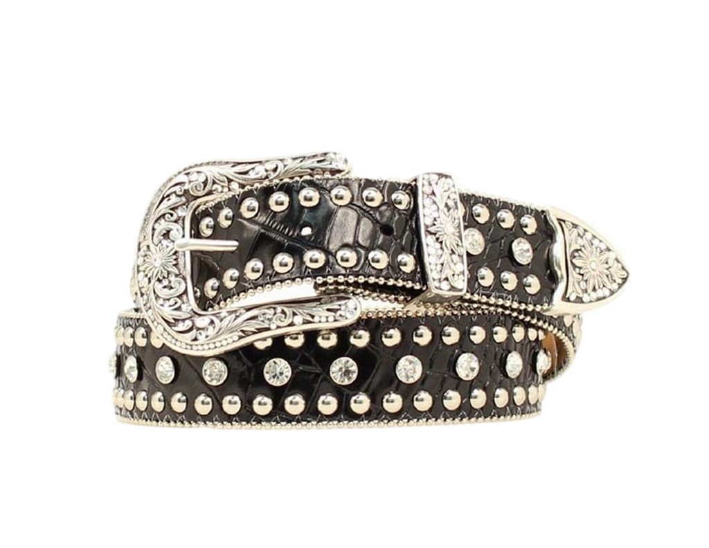 UPC 701340225770 product image for Nocona Croc Rhinestone Ball Belt X-Large Black | upcitemdb.com