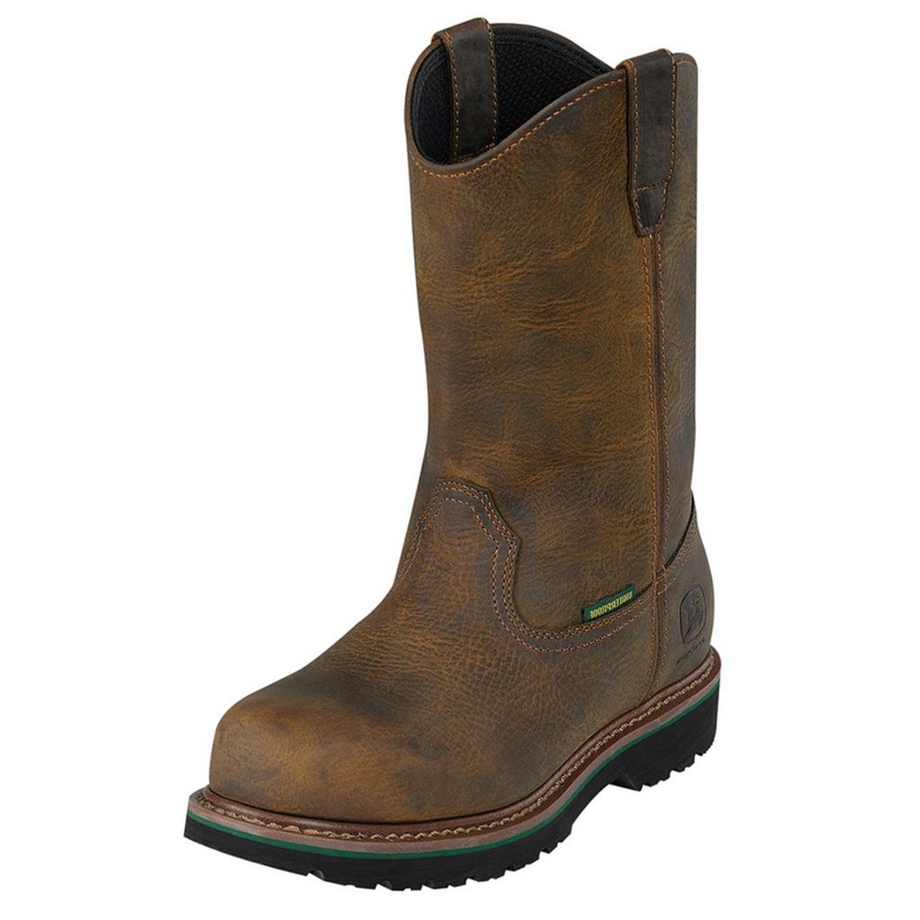 John Deere Work Boots Mens Leather Waterproof Steel Toe Oak JD4382 John Deere Work Boots Mens Leather Waterproof Steel Toe Oak JD4382