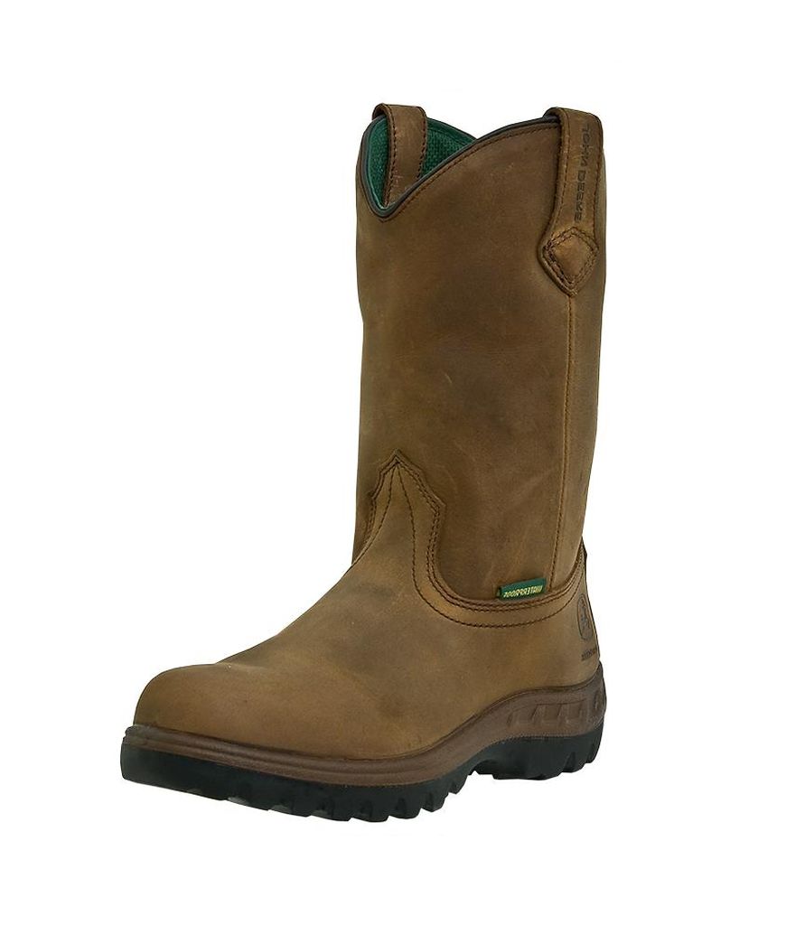 John Deere Work Boots Mens Waterproof Steel Toe Wellington Tan JD4604 John Deere Work Boots Mens Waterproof Steel Toe Wellington Tan JD4604
