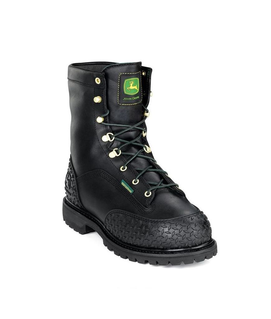 John Deere Work Boots Mens Steel Toe MET Waterproof Lacer Black JD9350 John Deere Work Boots Mens Steel Toe MET Waterproof Lacer Black JD9350