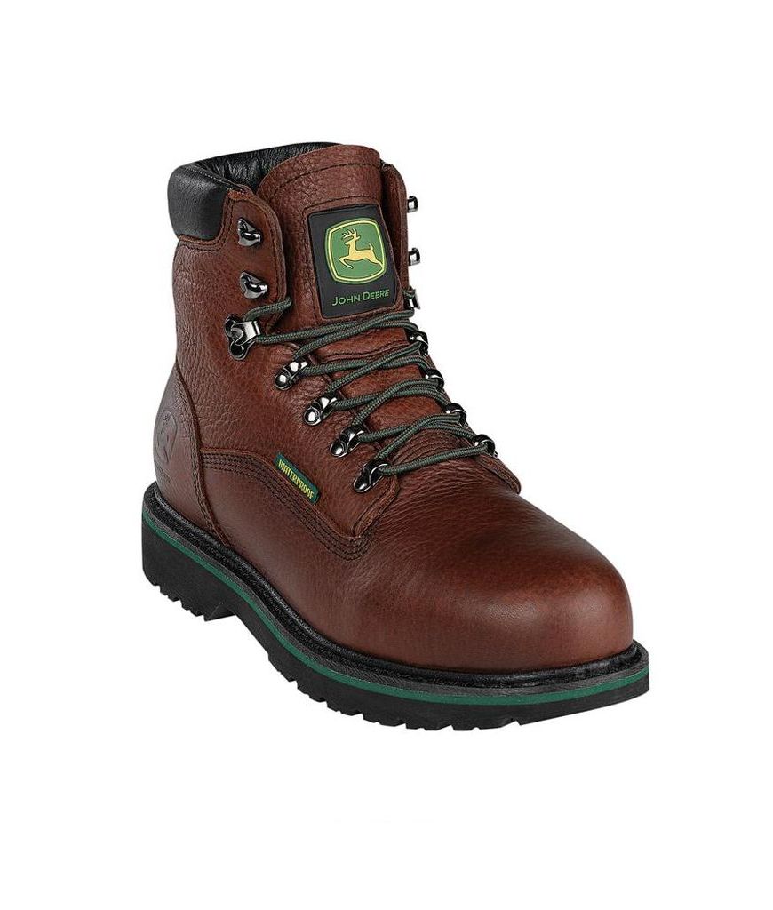 John Deere Work Boots Mens Steel Toe Waterproof Lacer Brown JD6383 John Deere Work Boots Mens Steel Toe Waterproof Lacer Brown JD6383