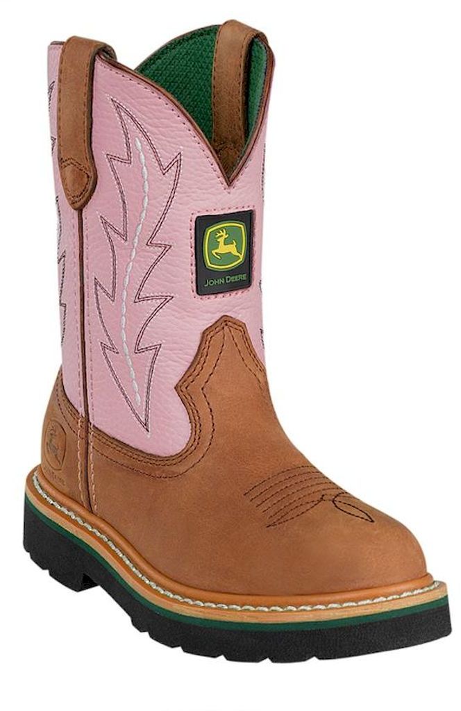 Johnny Popper Western Boots Girls John Deere Cowboy Child Pink JD2185 Johnny Popper Western Boots Girls John Deere Cowboy Child Pink JD2185