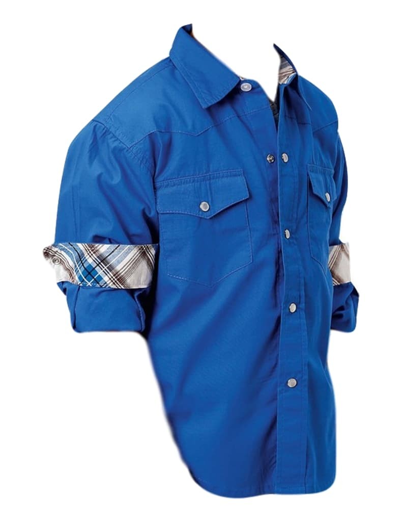 Roper Western Shirt Boys L/S Snap Solid Blue 03-030-0060-0413 BU