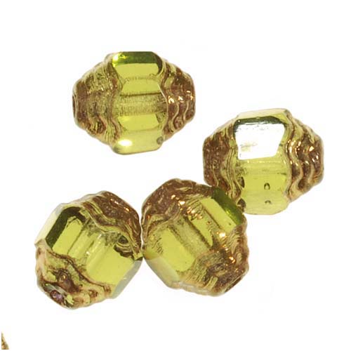 Jablonex Czech Cathedral Art Deco Beads 7mm Olive / Gold (X25) Jablonex Czech Cathedral Art Deco Beads 7mm Olive / Gold (X25)