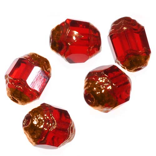 Jablonex Czech Cathedral Art Deco Beads 7mm Ruby Red / Gold X25 Jablonex Czech Cathedral Art Deco Beads 7mm Ruby Red / Gold X25