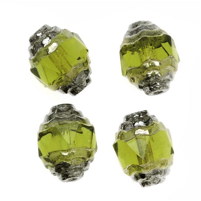 Jablonex Czech Cathedral Art Deco Bead 10mm Olivine/Silver X10 Jablonex Czech Cathedral Art Deco Bead 10mm Olivine/Silver X10