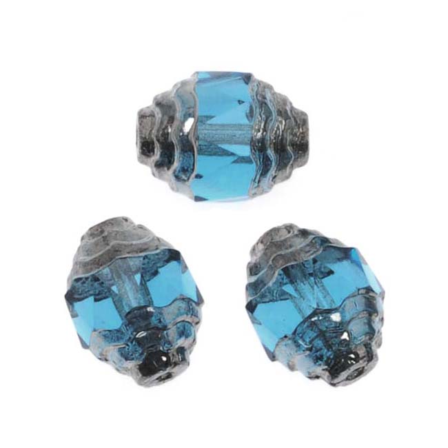 Jablonex Czech Cathedral Art Deco Bead 10mm Aquamarine/Silver/10 Jablonex Czech Cathedral Art Deco Bead 10mm Aquamarine/Silver/10
