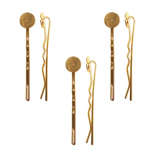 Beadaholique 22K Gold Plated Metal Bobby Pins With 10mm Pad For Gluing (6 Bobby Pins) at Sears.com