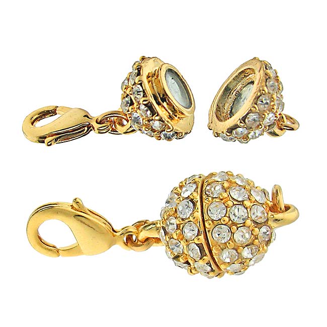 Beadelle Crystal 10mm Round Pave Magnetic Clasp Gold Plated / Crystal (1 Piece) at Sears.com