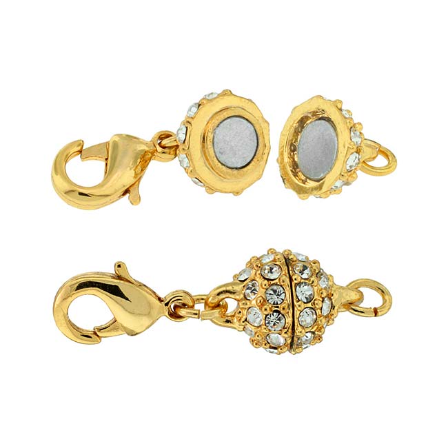 Beadelle Crystal 8mm Round Pave Magnetic Clasp Gold Plated / Crystal (1 Piece) at Sears.com