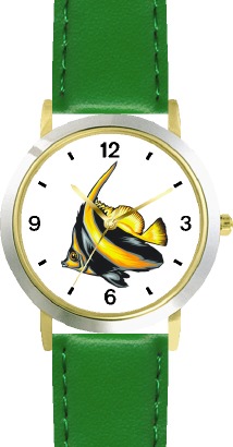 WatchBuddy Striped Black & Yellow Angel Fish Animal - WATCHBUDDY DLX 2-TONE THEME WATCH - Green Strap-Kid's Size at Sears.com