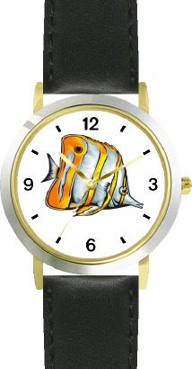 WatchBuddy Striped White & Yellow Angel Fish Animal - WATCHBUDDY DLX 2-TONE THEME WATCH - Black Strap-Kid's Size at Sears.com