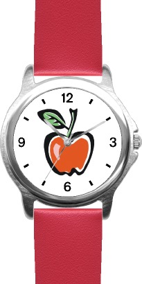 Red Apple 1 - WATCHBUDDY DLX SILVER-TONE THEME WATCH - Red Strap-Size Large at Sears.com