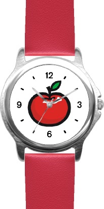 Red Apple 3 - WATCHBUDDY DLX SILVER-TONE THEME WATCH - Red Strap-Size Large at Sears.com