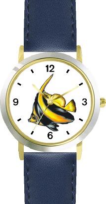 Striped Black & Yellow Angel Fish Animal - WATCHBUDDY DLX 2-TONE THEME WATCH - Blue Strap-Lady's Std Size at Sears.com