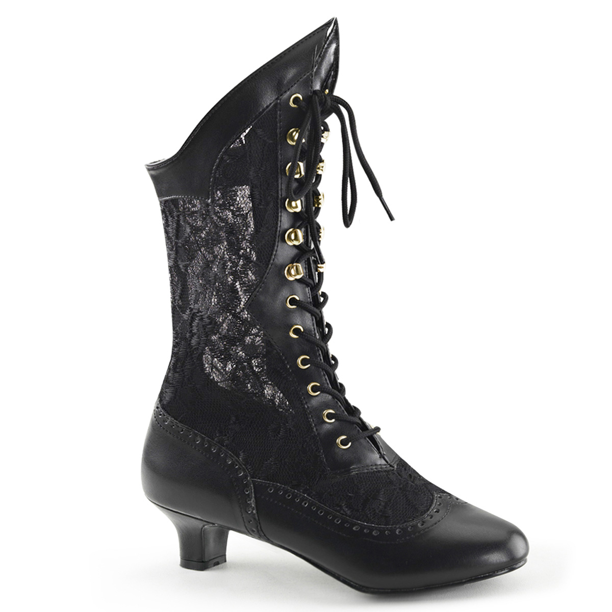 Pleaser Dame-115 Black Lace Victorian Vintage Style Wild West Boots Shoes at Sears.com