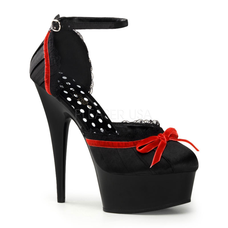 Pleaser Delight-676 Womens Black Red Satin Platform High Heels Shoes at Sears.com