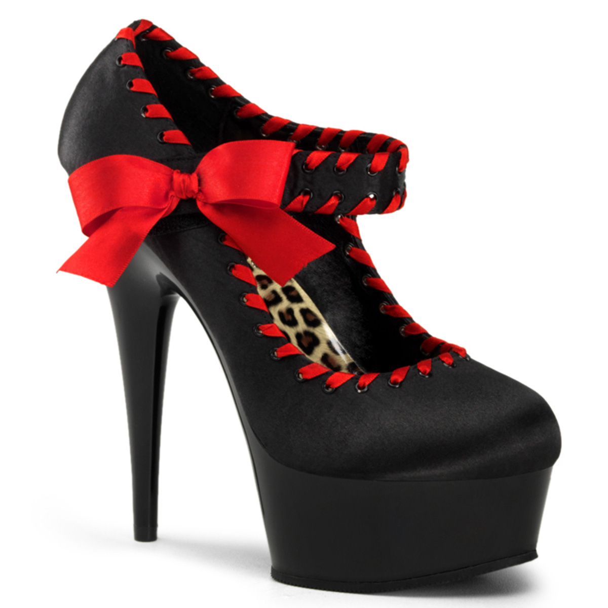 Pleaser Delight-684 Womens Sexy Platform 6 Inch High Heels Satin Mary Janes Bow Shoes at Sears.com